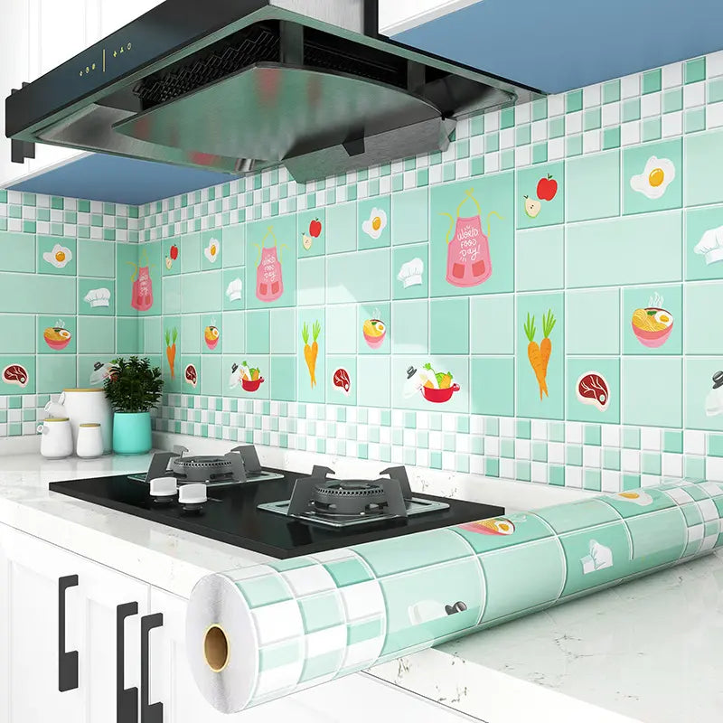Pegatinas resistentes al aceite para la cocina, papel pintado autoadhesivo impermeable, protector para la encimera.