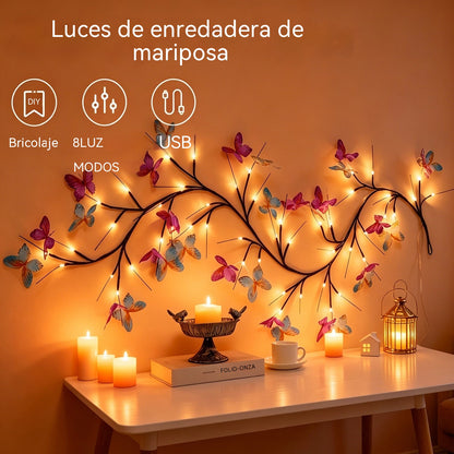 -50% OFF✨ Luces LED Flexibles en Forma de Enredadera con Mariposas – Decora tu Hogar con un Ambiente Mágico y Cálido 🦋💡