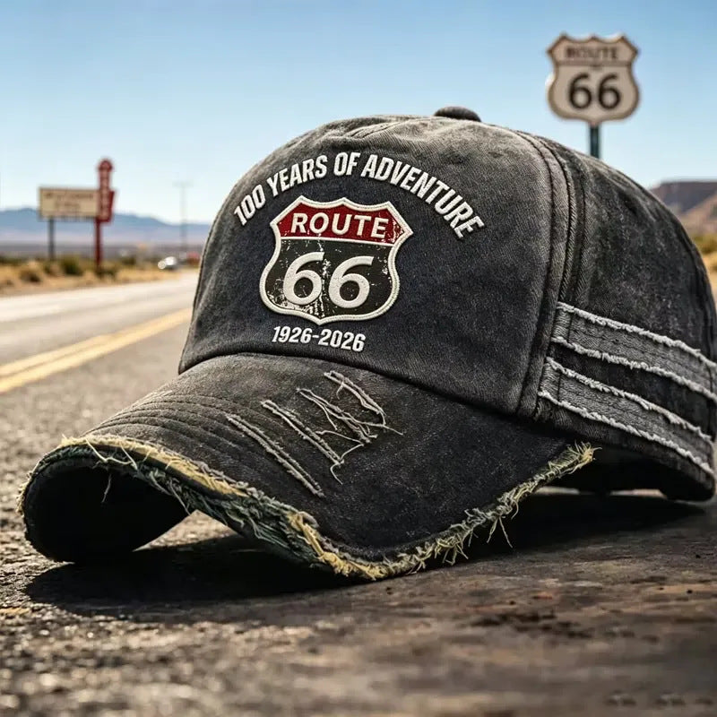 🧢🌟Gorra de béisbol retro ajustable de la Ruta 66, la elección perfecta para los entusiastas del ciclismo.