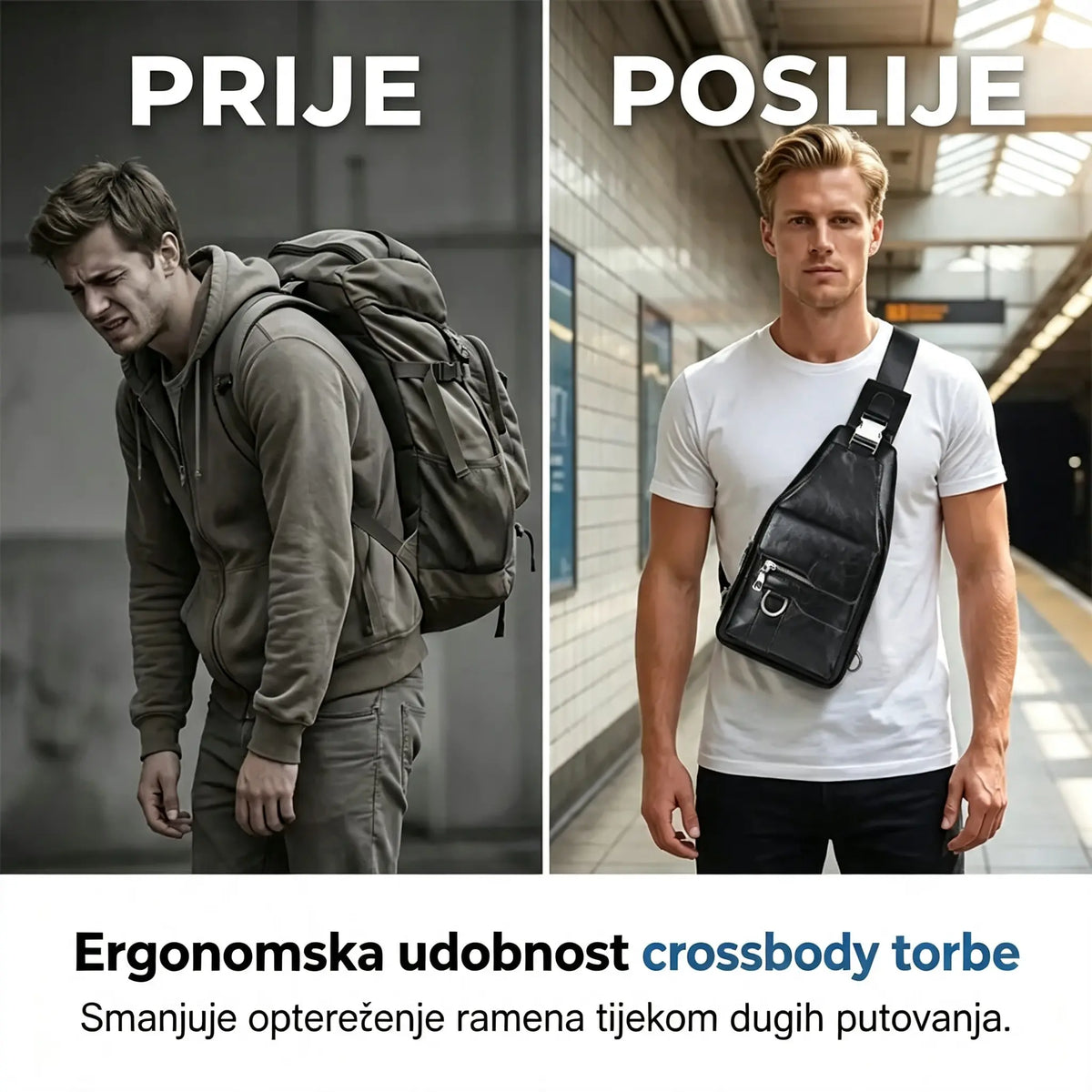 💯🎁Muška retro vodootporna torba od umjetne kože preko tijela.