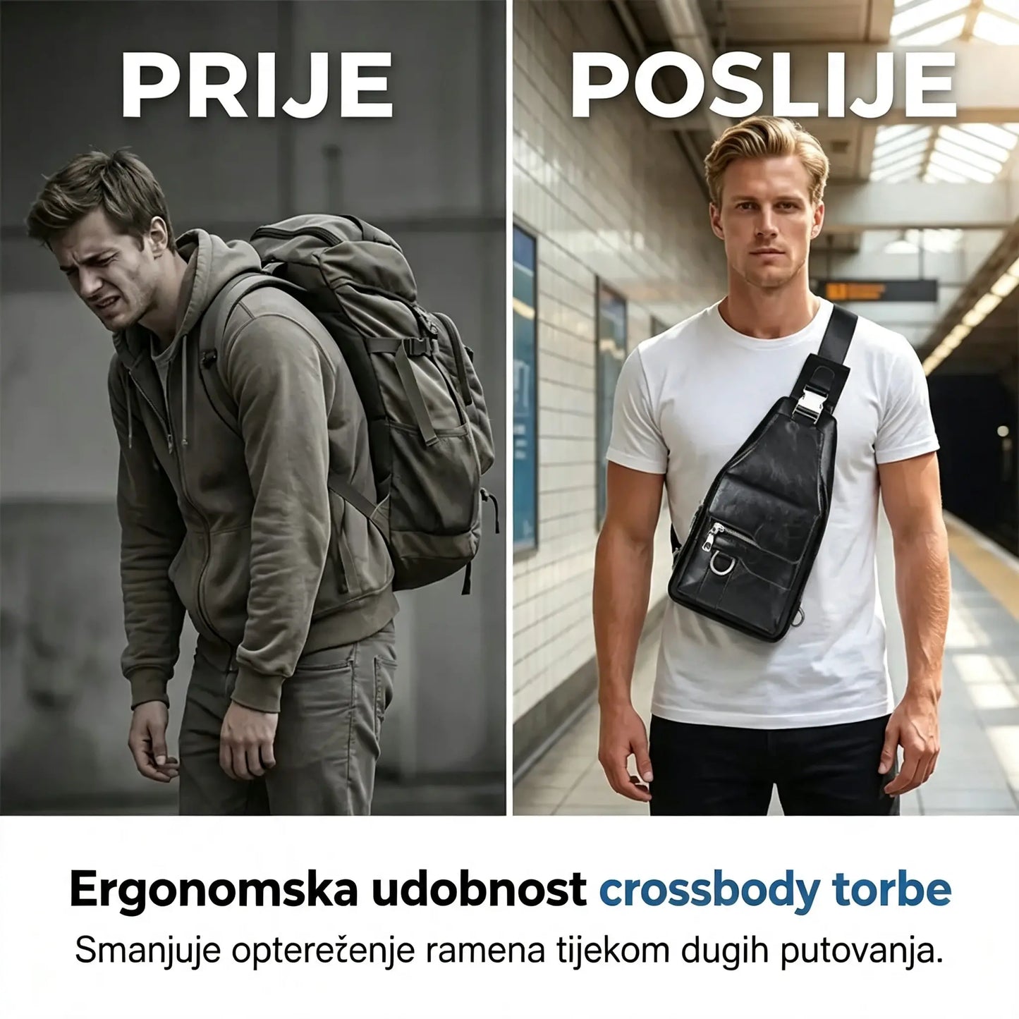 💯🎁Muška retro vodootporna torba od umjetne kože preko tijela.
