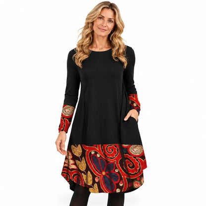 🔥【S-5XL】Vestido de otoño e invierno con estampado retro de estilo étnico