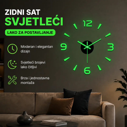 🕑✨3D svjetleći akrilni zidni sat Nije potrebno bušenje (potrebno sastavljanje)