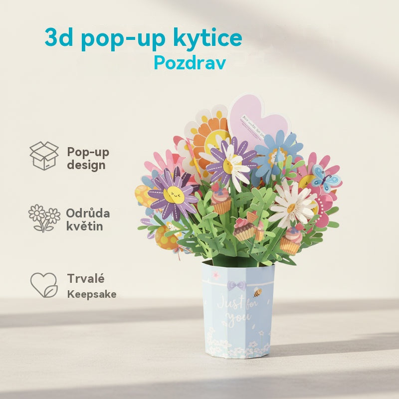 🌼【Kupte 1, získejte 1 zdarma】3D vyskakovací kytice s blahopřáním