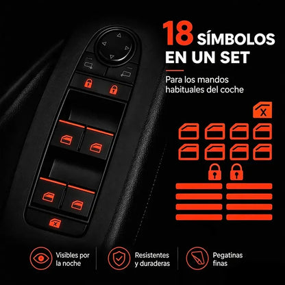 🚗 Pegatinas Fluorescentes para Botones del Coche | Localiza los Controles al Instante Incluso de Noche