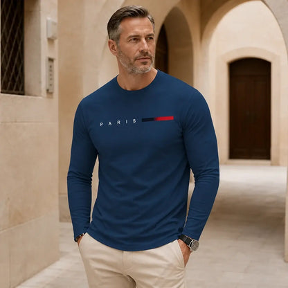 【S-3XL】Camiseta de manga larga con cuello redondo para hombre - estilo urbano informal.