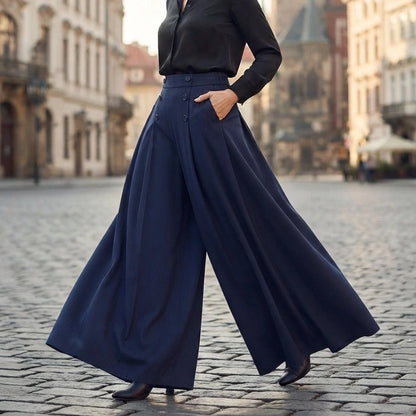 🔥【M-5XL】Elegantné dámske skladané nohavice s vysokým pásom a širokými nohavicami, voľný strih, lichotiace postave, priedušné a pohodlné v lete.