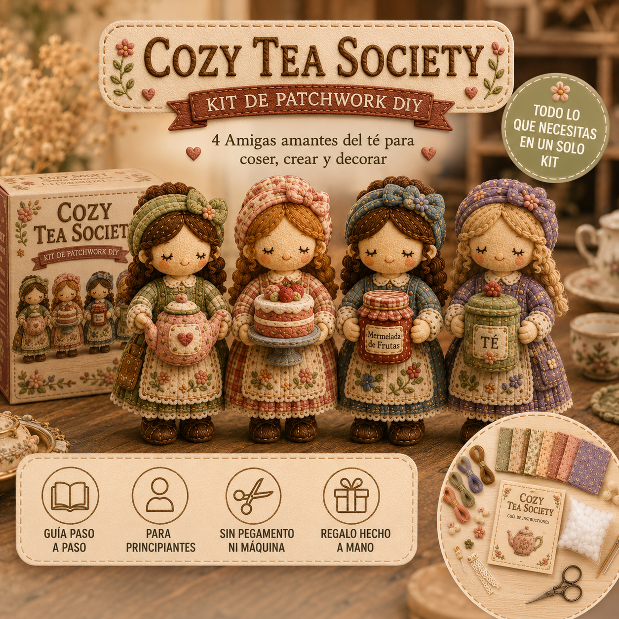 🎁Último día: ¡Disfruta de un 49% de descuento! 🧵 Kit de patchwork para armar en miniatura de la serie Garden Companions  en miniatura.