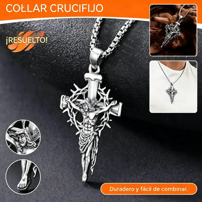 🔥Collar con colgante en forma de cruz y halo de espinas