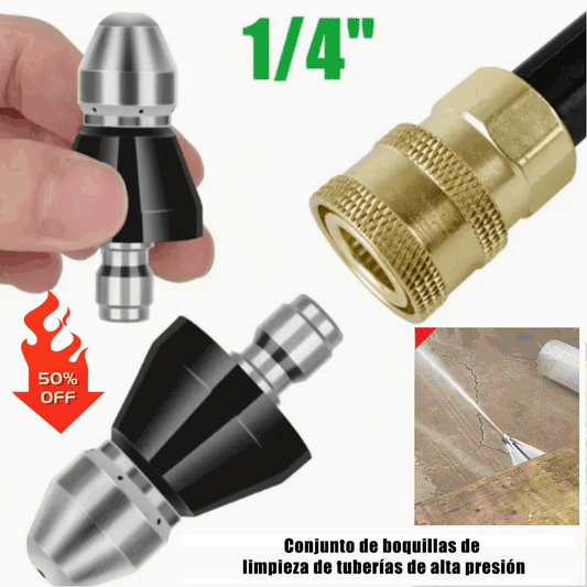 👨‍🦯🌊🛠️ 【SET de 2 piezas: Corta/Larga】🔥 Kit de boquillas de alta presión para desagües (Solución rápida)