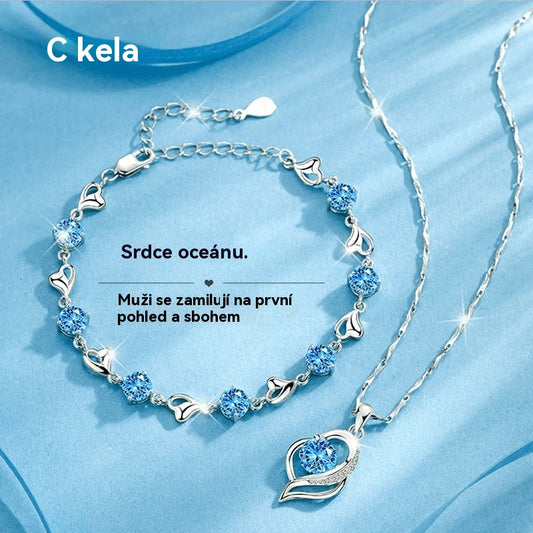 ✨✨【Kupte 1 a dostanete 1 zdarma】💎 Sada náramků ze stříbra Heart of the Ocean 925 + náhrdelník