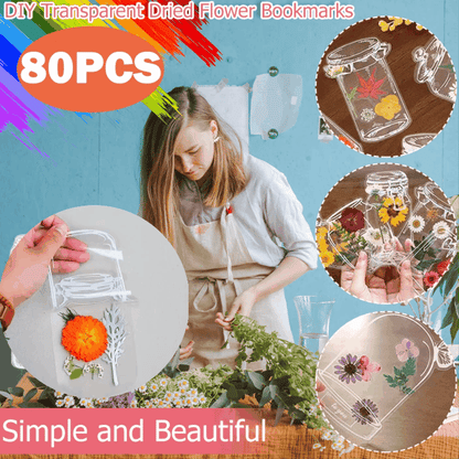 🌸🌷 🍃【80 piezas】Materiales DIY para marcapáginas de flores secas y láminas de plastificado -Flor no incluida