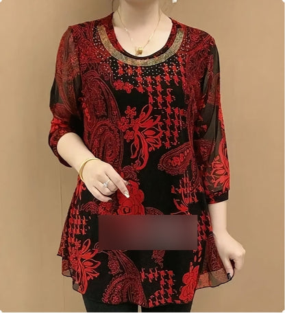 👚🔥【XL-6XL】Nové letné tričko 2026, voľný a elastický vrch, účinne zakryje bruško.