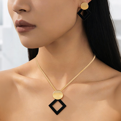 💎 Conjunto de collar y pendientes moderno y elegante ✨ Elegante y clásico, ideal para el día a día y fiestas