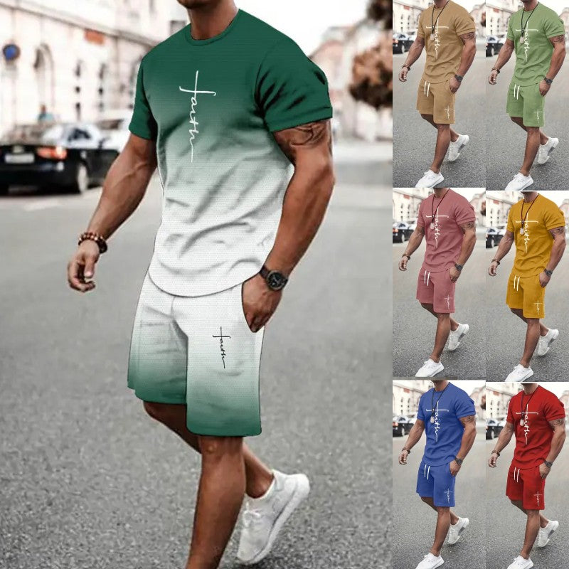✅【Pago contra entrega】El nuevo conjunto deportivo para hombre consta de una camiseta de manga corta y pantalones cortos.