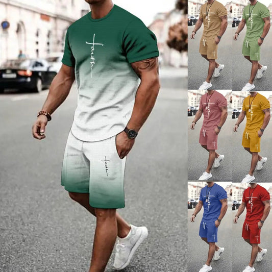 ✅【Pago contra entrega】El nuevo conjunto deportivo para hombre consta de una camiseta de manga corta y pantalones cortos.