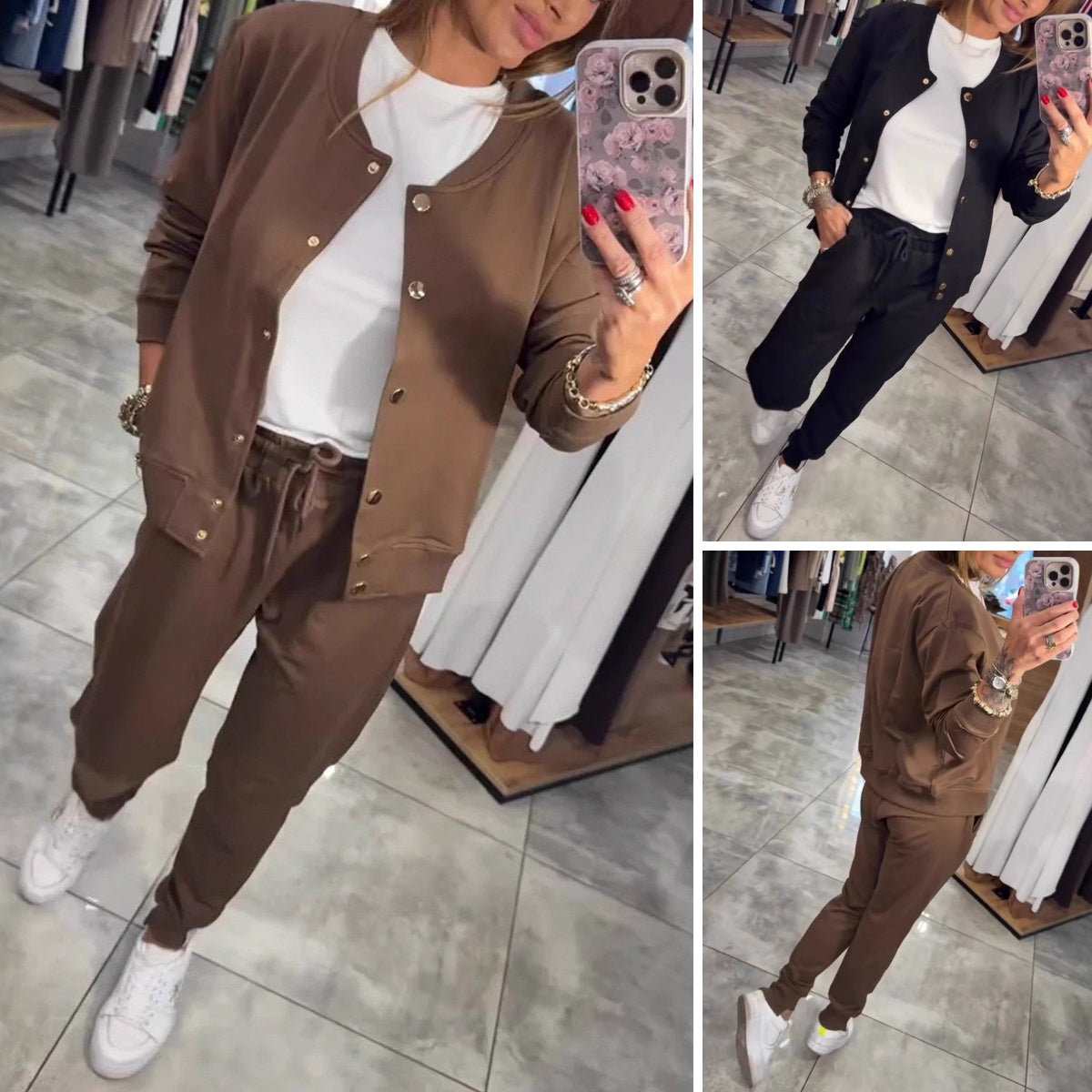 🧥🌙Pohodlná a stylová, s vynikajícím komfortem – ležérní sada mikiny a bundy je nyní k dispozici! 💃【Top + kalhoty】