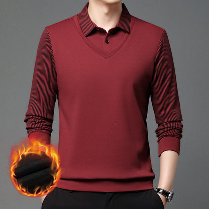 【M-4XL】Dvojdielne tričko POLO s falošnými pruhmi 3842220
