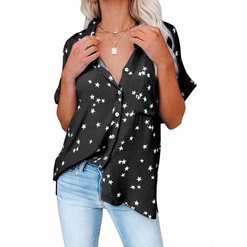 Camisa Elegante de Verano con Estrellas para Mujer - Estilo Casual y Fresco 2026