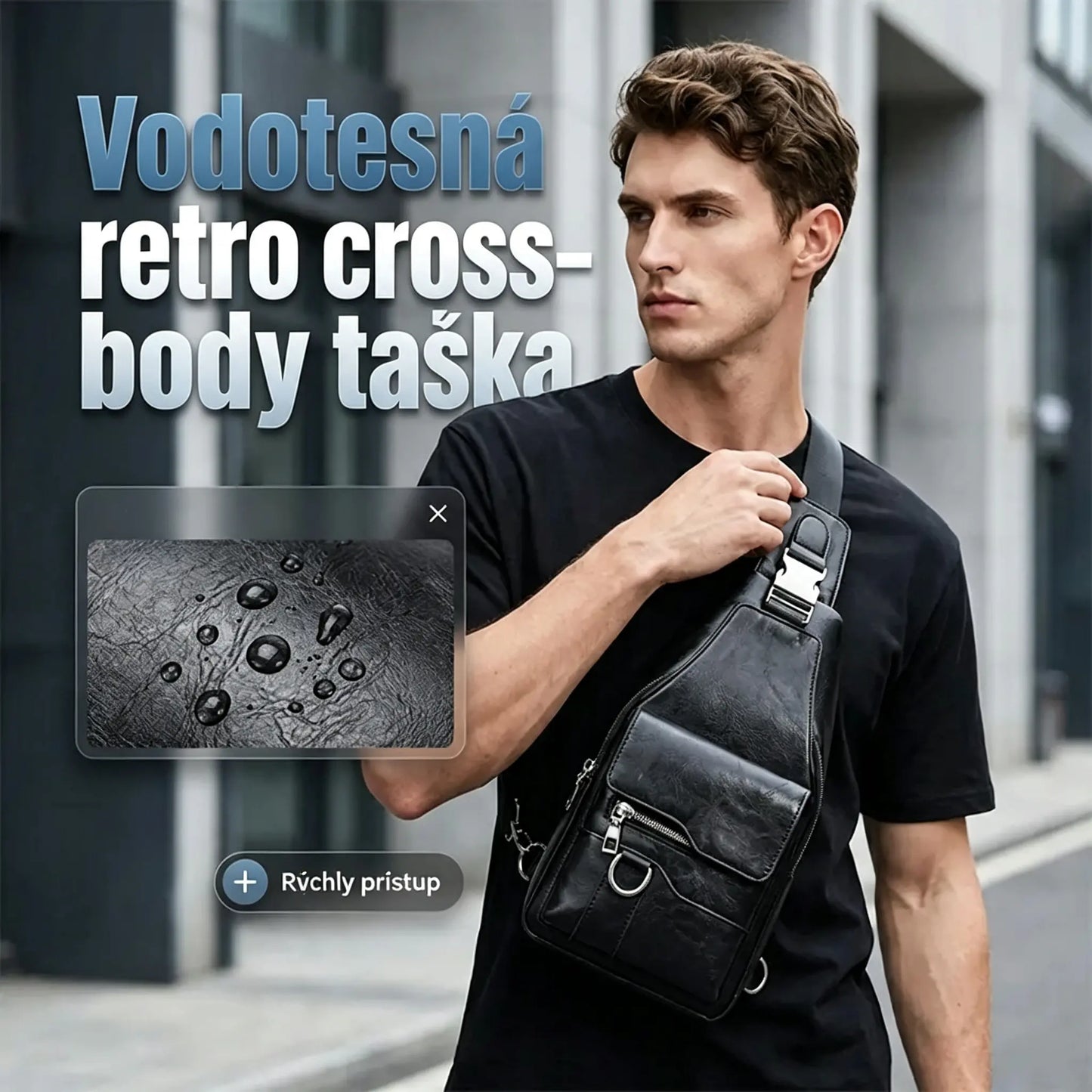 💯🎁Retro nepremokavá pánska kabelka cez rameno z umelej kože.