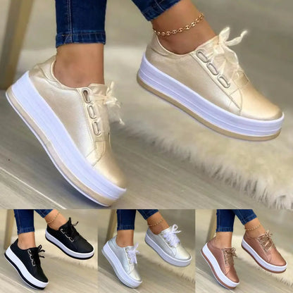 Nuevos zapatos casuales para mujer con puntera redonda y suela gruesa (tallas 35–43)