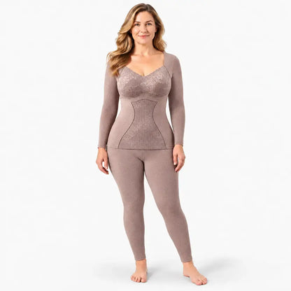 【M-XXL】Conjunto de ropa interior térmica para mujer – con aislamiento, grueso, incluye relleno, de calentamiento rápido; adecuado para otoño e invierno