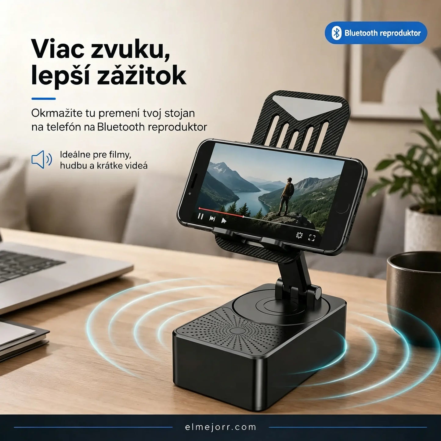 🔥 3 v 1: Bluetooth reproduktor + nabíjačka + 360° stojan na mobilný telefón 📱🔊⚡
