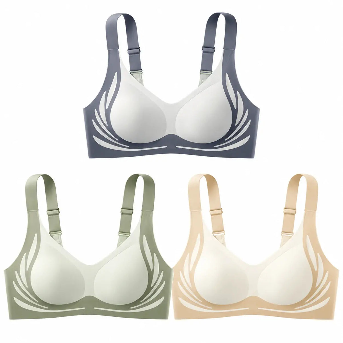 🥰 49% de descuento【Pack de 3】Sujetador femenino sin aros, diseño de una pieza ❤️【40-85 kg】