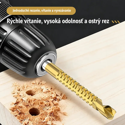 🛠️🔧 (6 kusov) Špirálové vrtáky z rýchloreznej ocele s titánovým povlakom 2 v 1 – šesťhranná stopka, vhodné na vŕtanie a drážkovanie dreva a kovu 🔩