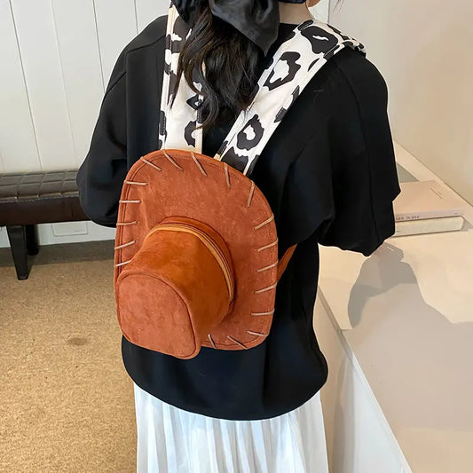 🤠 Mochila con forma de sombrero de vaquero del Oeste – Estilo vaquera Bolso