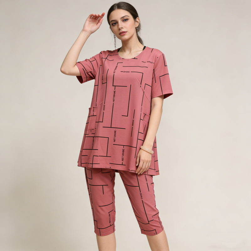 【Top + Pantalón】Conjunto casual de dos piezas para mujer - Manga corta, nueva moda 2026, estilo elegante y cómodo