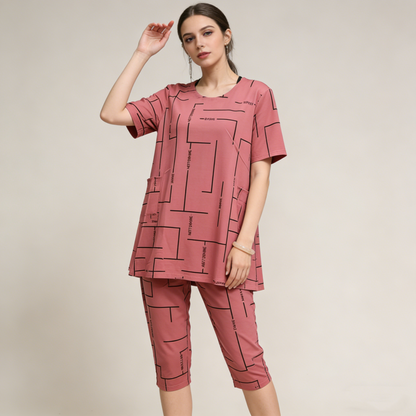 【Top + Pantalón】Conjunto casual de dos piezas para mujer - Manga corta, nueva moda 2026, estilo elegante y cómodo