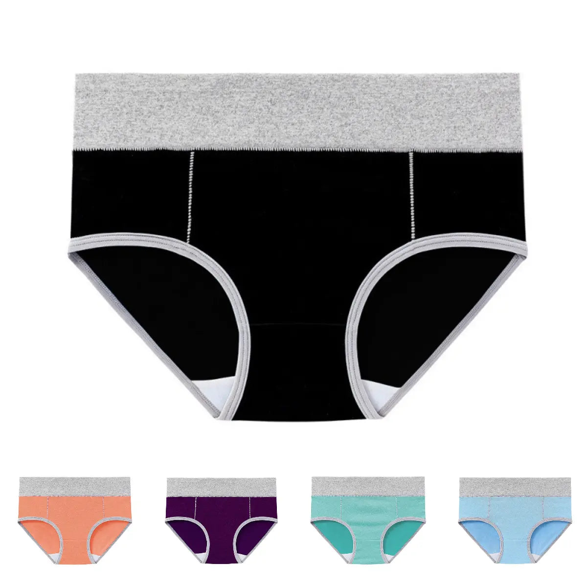 5 piezas 🔥40KG-110KG🔥 Ropa interior antibacteriana de algodón puro de talle alto para mujer ✨️