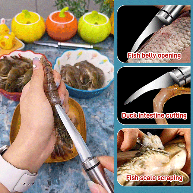 🍤🐟【Kupite 1, dobite 1 gratis】Večnamenski kuhinjski lupilec rib in kozic (nerjaveče jeklo 304)