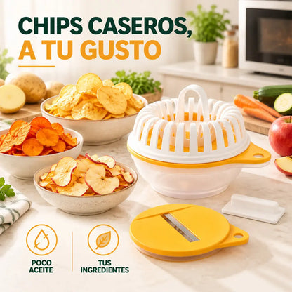 🥔🔥 Hacedor de Patatas Fritas para Microondas con Cortador y Bol, Set de Cocina DIY para Snacks Saludables y Crujientes sin Aceite 🥣✨