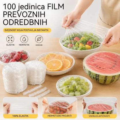 【200 komada】Prozirna folija za jednokratnu upotrebu, idealna za posude i hranu. Savršeno pristaje, dobro brtvljenje i jednostavna je za korištenje.