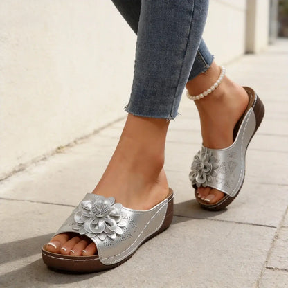 🔥🎀【Tallas 36-43】Zapatillas de plataforma caladas para mujer con flores tridimensionales
