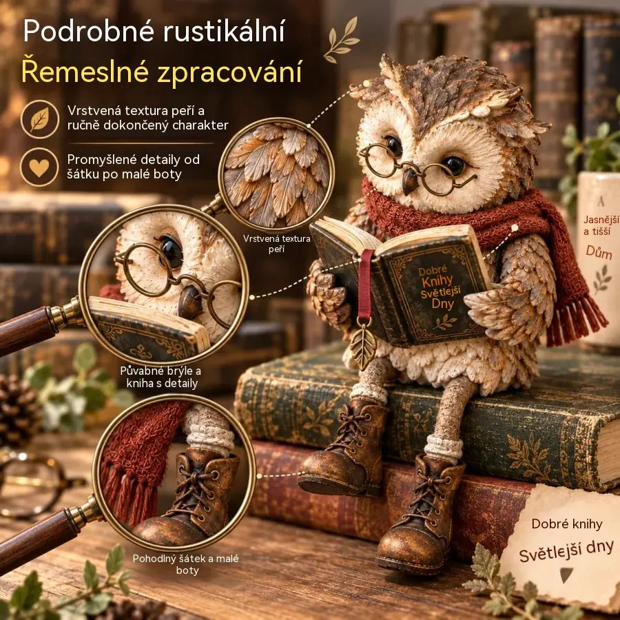 Zľava 50% po obmedzenú dobu!  Rozkošná figúrka sovy, ktorá číta