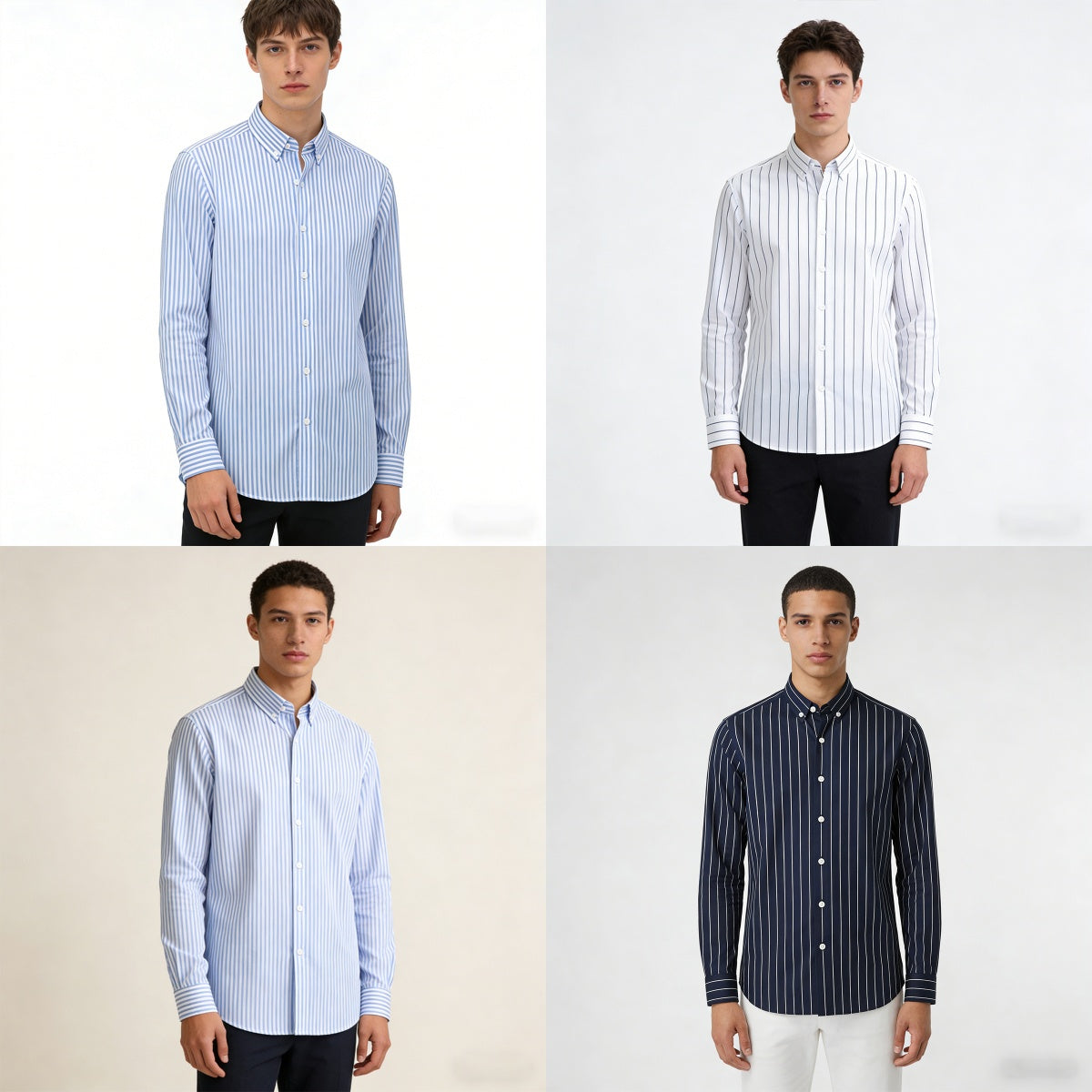 【Promo】Camisa de negocios a rayas de manga larga para hombre 【M-5XL】