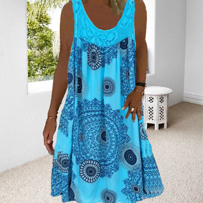 💖👗【S-5XL】 Čipkované plisované šaty bez rukávov-3694585