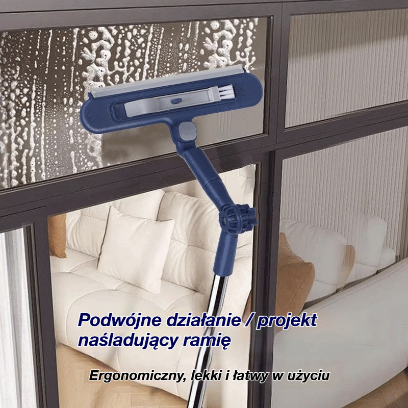 🧼✨ Dwustronna myjka do szyb 2 w 1 z teleskopowym uchwytem – idealna do wysokich budynków