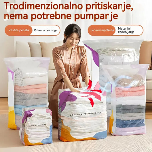 🧳💨【Set od 5 dijelova】Velika, stlačiva vakuumska vrećica za pohranu: nije potrebna pumpa, nepropusna je i idealna za uštedu prostora u koferima i kod kuće ✈️