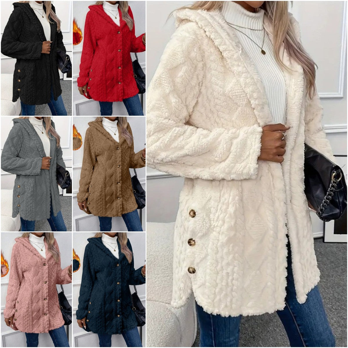 【S-5XL】Dámska jesenno-zimná flísová teplá bunda 2025, s kapucňou, obojstranná