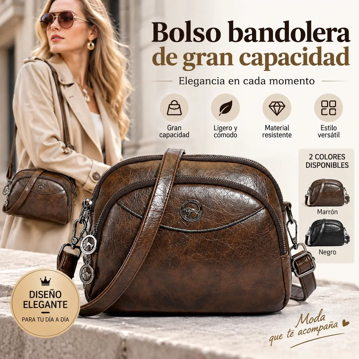 👜【Piel natural premium】Elegante bolso de hombro para mujer