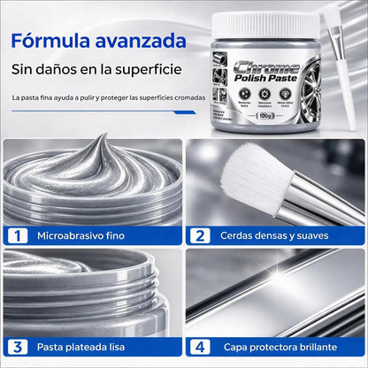 🔥3 artículos por 32 euros🛡️Pasta para pulir y restaurar cromo (incluye cepillo)