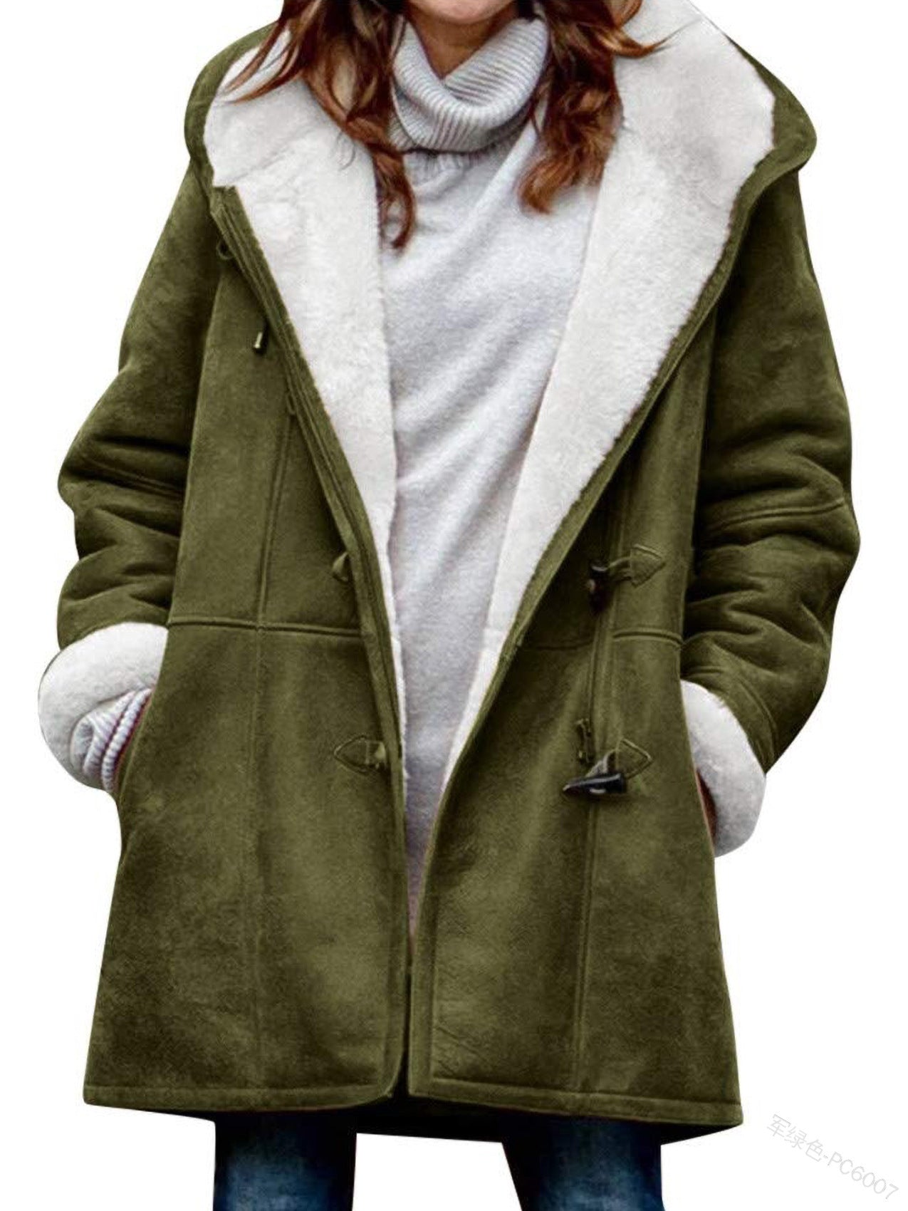 🐏 Descuento de temporada 🔥【S-5XL】Abrigo de invierno para mujer con forro polar y cuello de pelo
