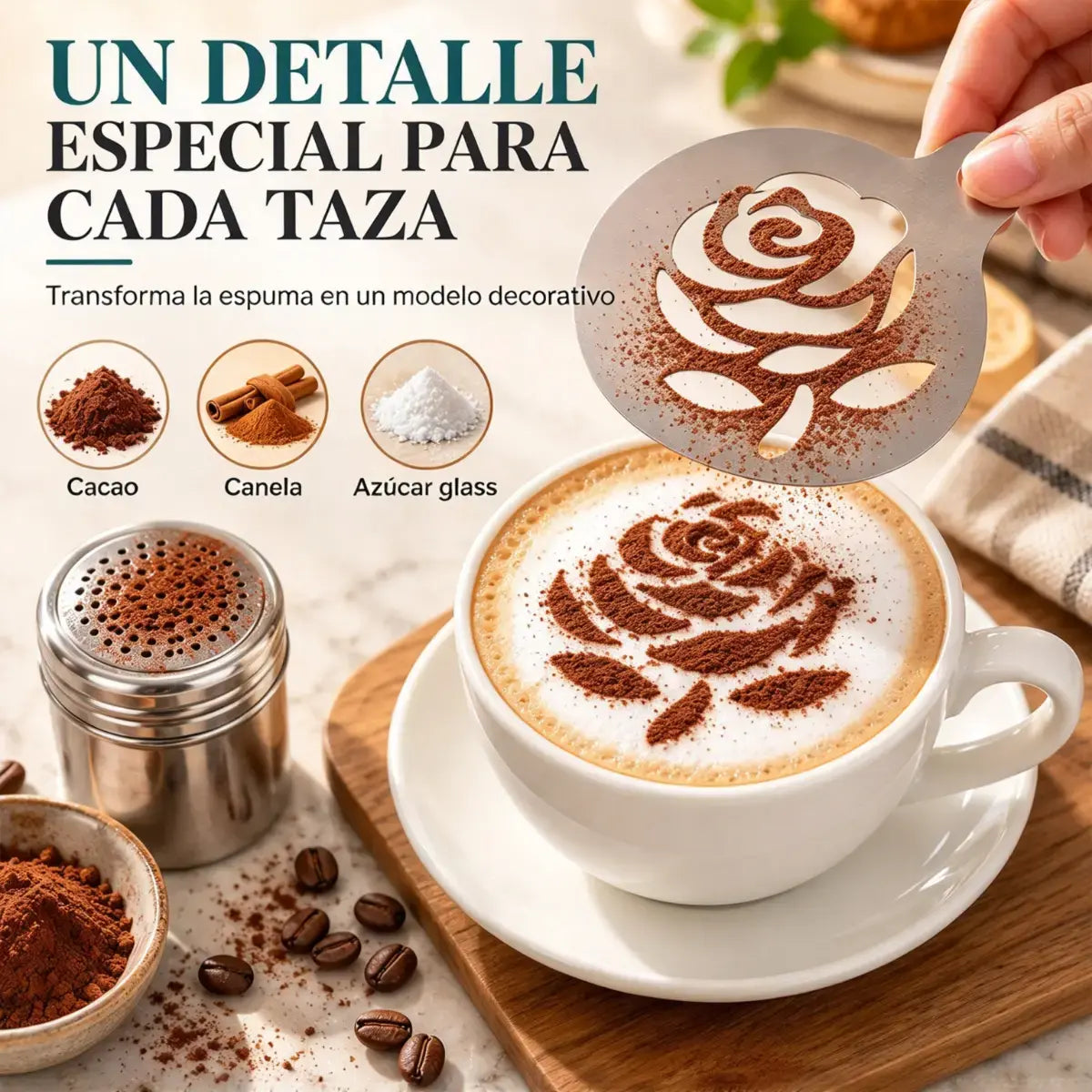 ☕ Molde de acero inoxidable para arte latte de café