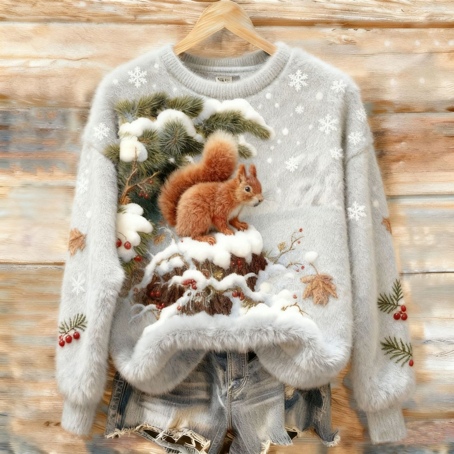 🎄❄️【Akcia -50%】Dámsky flanelový vianočný sveter s krásnymi potlačami
