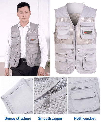 🔥🔥Ležérna funkčná vesta s viacerými vreckami, pohodlné a priedušné【XL-4XL】