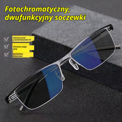 👓✨🕶️ Połowa ceny na cały asortyment 🔥🔥 Metalowe półramkowe fotochromatyczne okulary przeciwsłoneczne, okulary korekcyjne z filtrem światła niebieskiego, okulary przeciwsłoneczne do jazdy samochodem